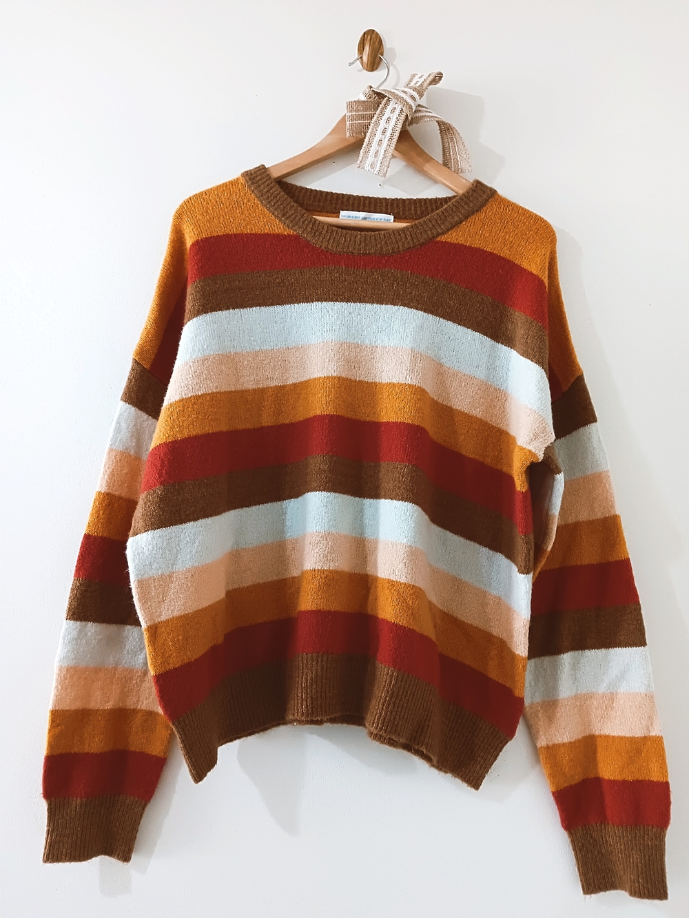 NANAMACS DOUBLE ZERO COLORFUL AUTUMN HARVEST STRIPED CREWNECK SWEATER MEDIUM